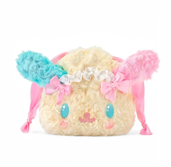 Sanrio｜GRL Characters Collaboration Curly Fur Head Dress Face DrawstringBag｜180x180 approx.