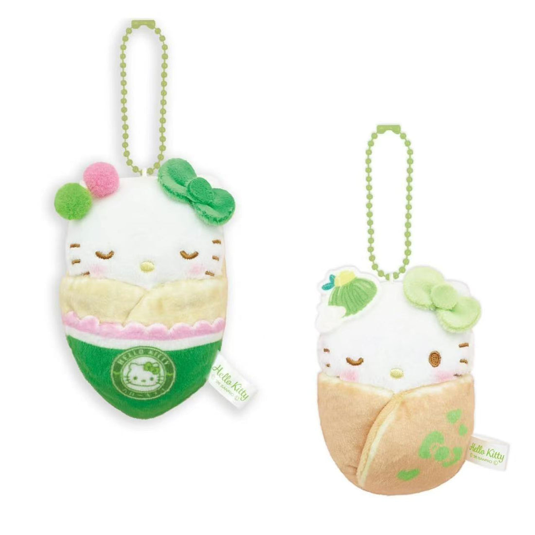 Sanrio｜Hello Kitty Rare Matcha Sweets Swaddle Mascot Holder /Plush Keychain｜6.0 x 9.0 x 12.0cm approx.