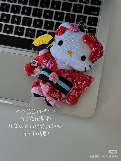 Hello kitty｜Crepe Japanese kimono Mascot Holder /Plush Keychain｜12×5×12cm approx.