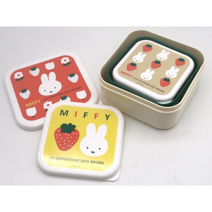 Miffy｜Nesting Food Storage Container 3pcs Set - Strawberry