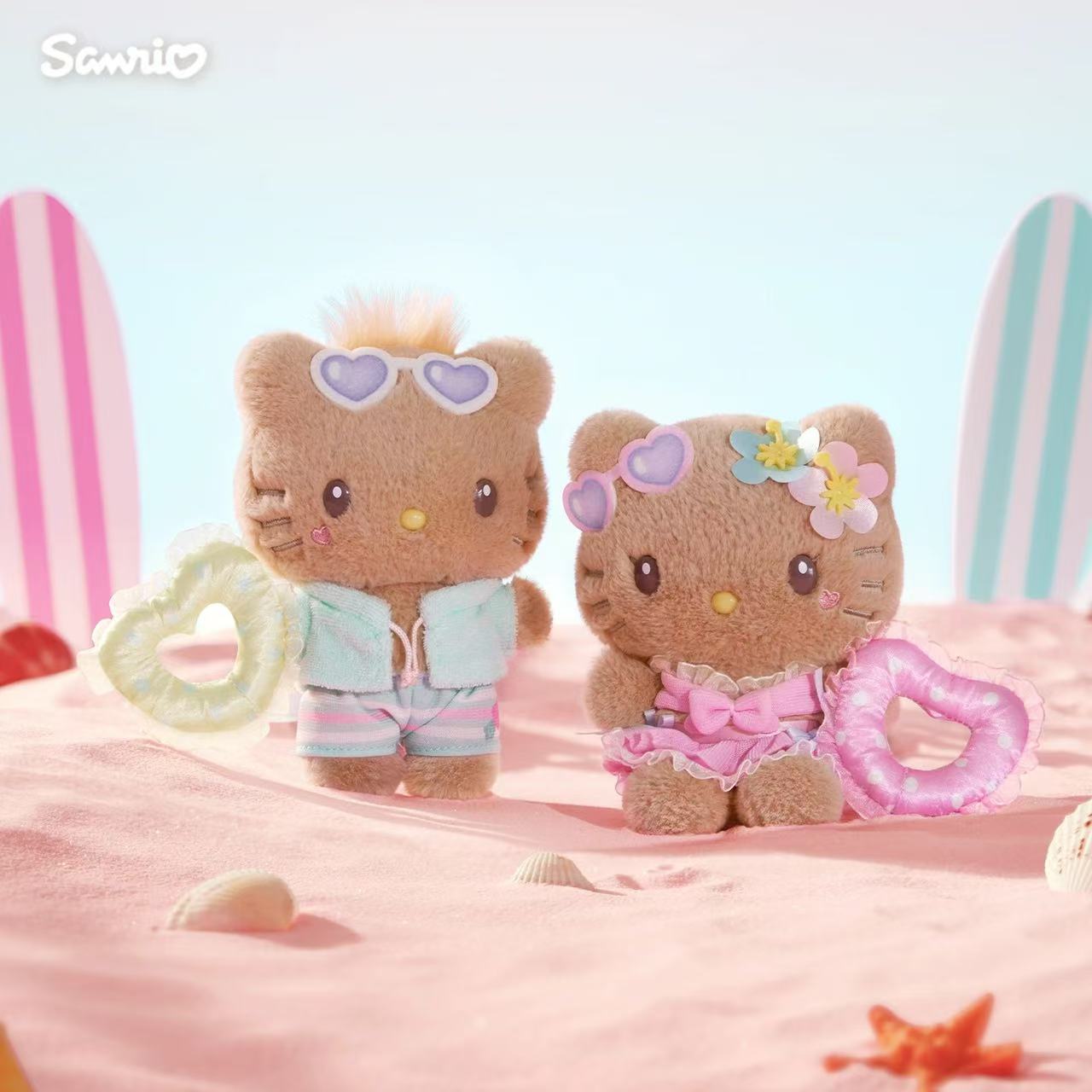Sanrio｜Sparkling Summer Pool Tan Sunburned Mascot Holder /Plush Keychain｜80×30×15mm approx.
