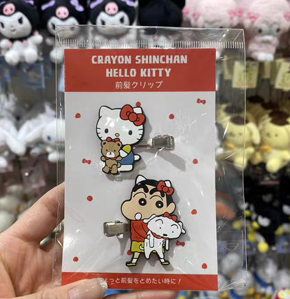 Sanrio三丽鸥｜Shinchan Hello Kitty Bangs Clip蜡笔小新和Hello Kitty刘海发夹｜2枚入