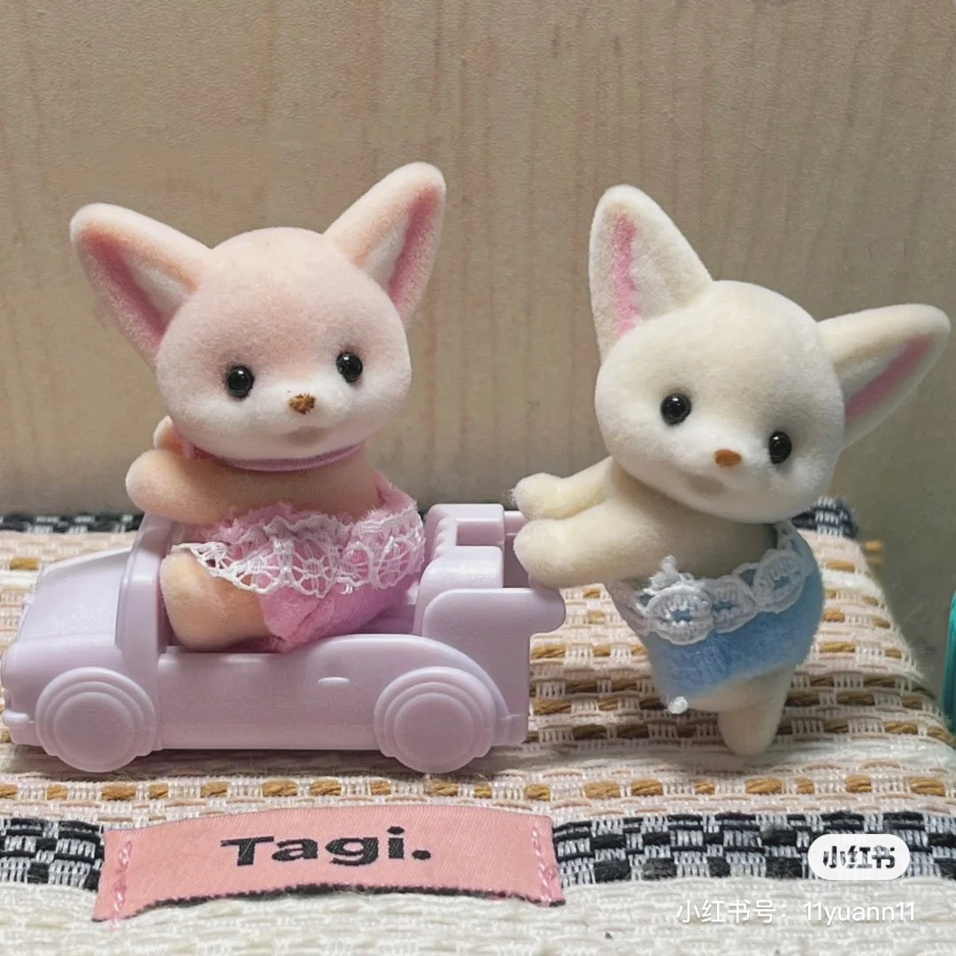 SylvanianFamilies森贝儿家族｜Fennec Fox Twins耳阔狐双胞胎宝宝推车套组/玩具/过家家5697