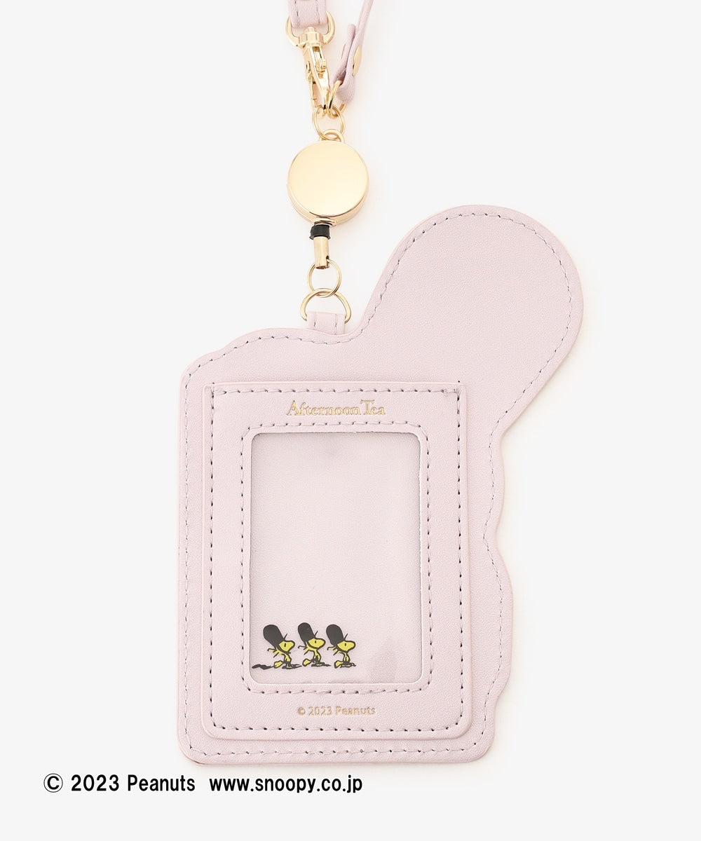 Snoopy｜Afternoon Tea英伦风限定皮质感可伸缩卡包｜縦14.2cm/横10.5cm/ストラップ全長25cm/リール全長34cm