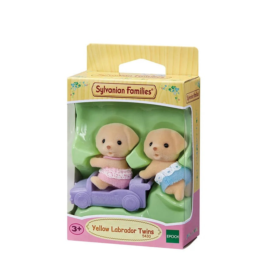 SylvanianFamilies森贝儿家族｜Yellow Labrador Twins拉布拉多双胞胎宝宝推车套组/玩具/过家家