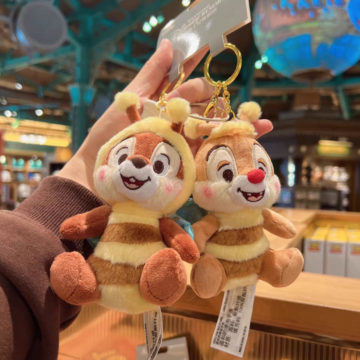 Disney迪士尼｜蜜语花香系列蜜蜂Chip奇奇&amp;Dale蒂蒂挂件一对