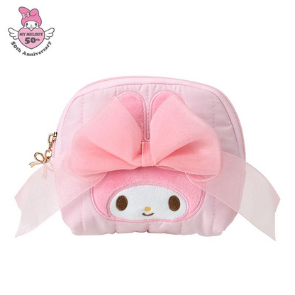 Sanrio三丽鸥｜My Melody Birthday 50th Anniversary Princess Tissue Pouch美乐蒂50周年生日粉桃甜心系列化妆包/小收纳包/正反面都可爱｜约幅15×奥行3×高さ12.5cm