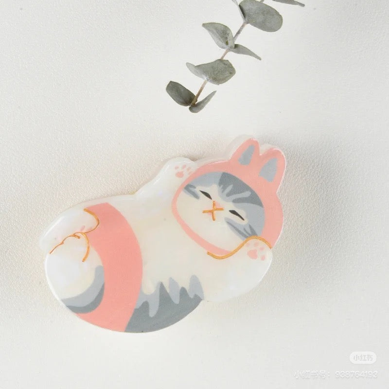 Mofusand｜Pearl Acrylic Hair Claw Clip - Cat｜H60 × W80 × D45mm approx.