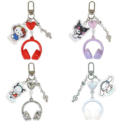 Sanrio｜Headphone Music Notes Triple Charm Keychain/Keyring｜110×50×15mm approx.