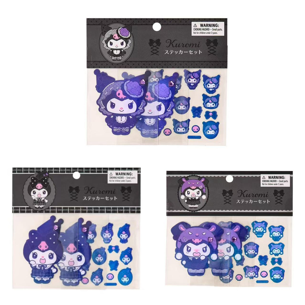 Sanrio｜Monochrome Fashion Series All Black Kuromi Mode Sticker Set｜18 pieces