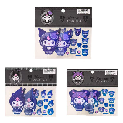 Sanrio｜Monochrome Fashion Series All Black Kuromi Mode Sticker Set｜18 pieces
