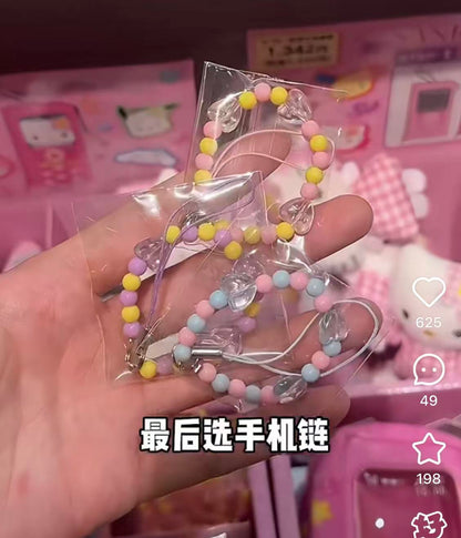 【Customize in Elizabeth store】Sanrio｜characters Mobile phone charm bag with Sanrio family doll Keychain/All 6 types｜1pcs