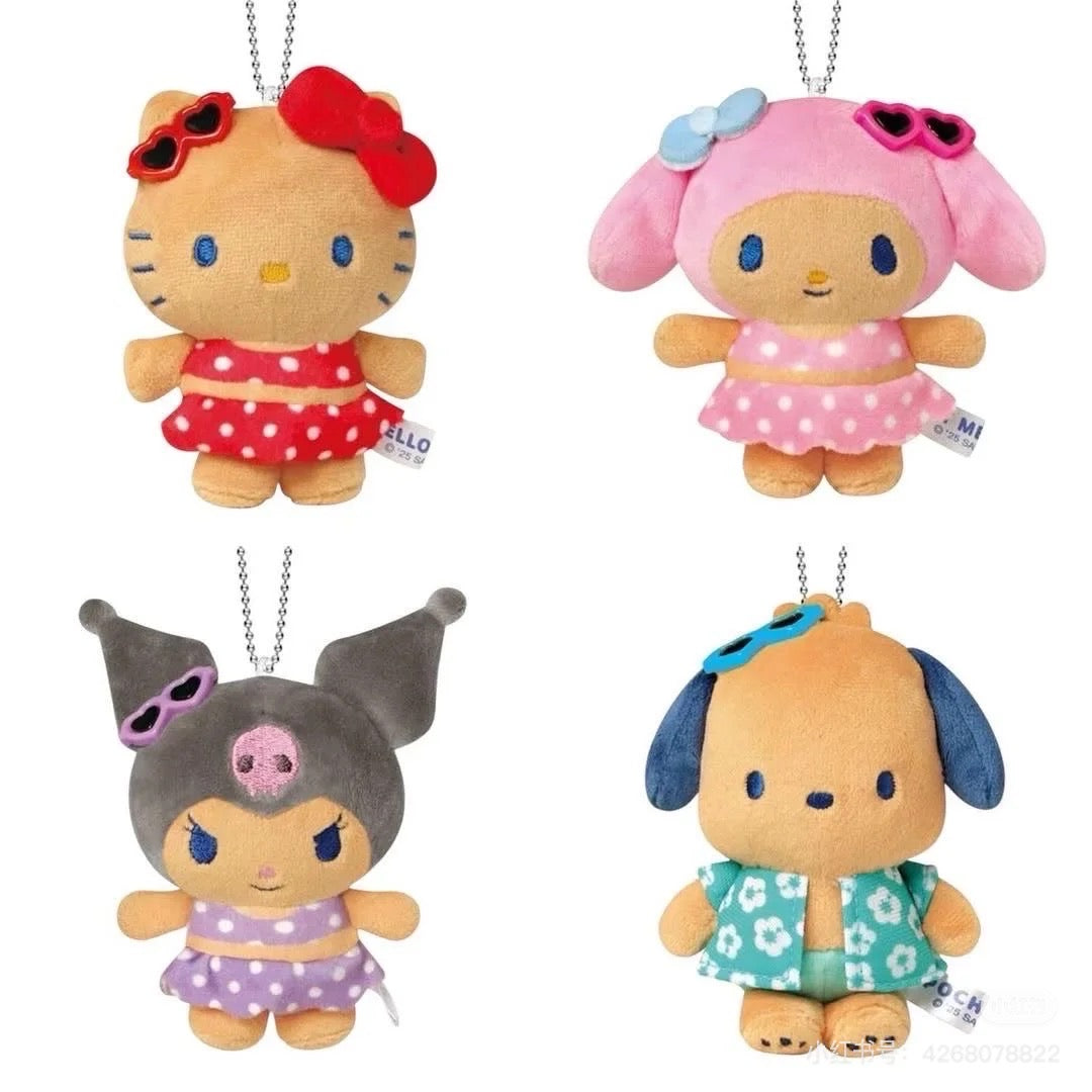 Sanrio｜Tan Swimsuit Party Sunglasses Mascot Holder /Plush Keychain｜105×100×50mm approx.
