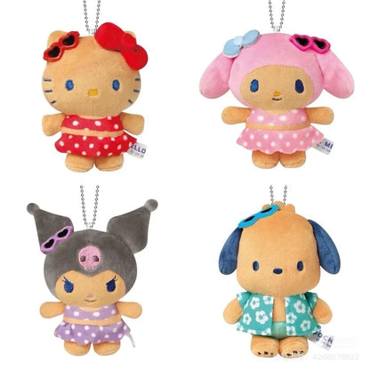 Sanrio｜Tan Swimsuit Party Sunglasses Mascot Holder /Plush Keychain｜105×100×50mm approx.