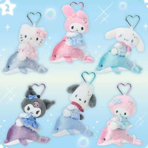 Sanrio｜Shiny Dolphin Characters Mascot Holder /Plush Keychain｜12×6×14cm approx.