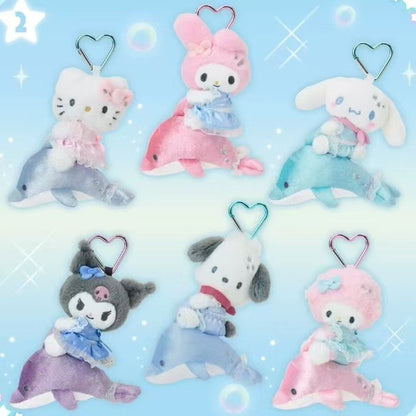 Sanrio｜Shiny Dolphin Characters Mascot Holder /Plush Keychain｜12×6×14cm approx.