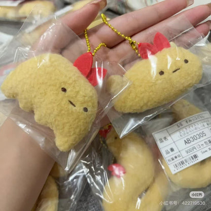 Sumikko gurashi｜What if Evolved Ebifurai no Shippo Fried Shrimp Tail Plush Badge With Ball Chain｜80×60×25mm approx.