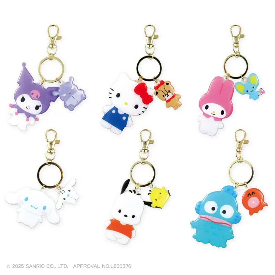 Sanrio｜Die-Cut Twin Keychain/Keyring｜1.3 x 7.9 x 8.7cm approx.