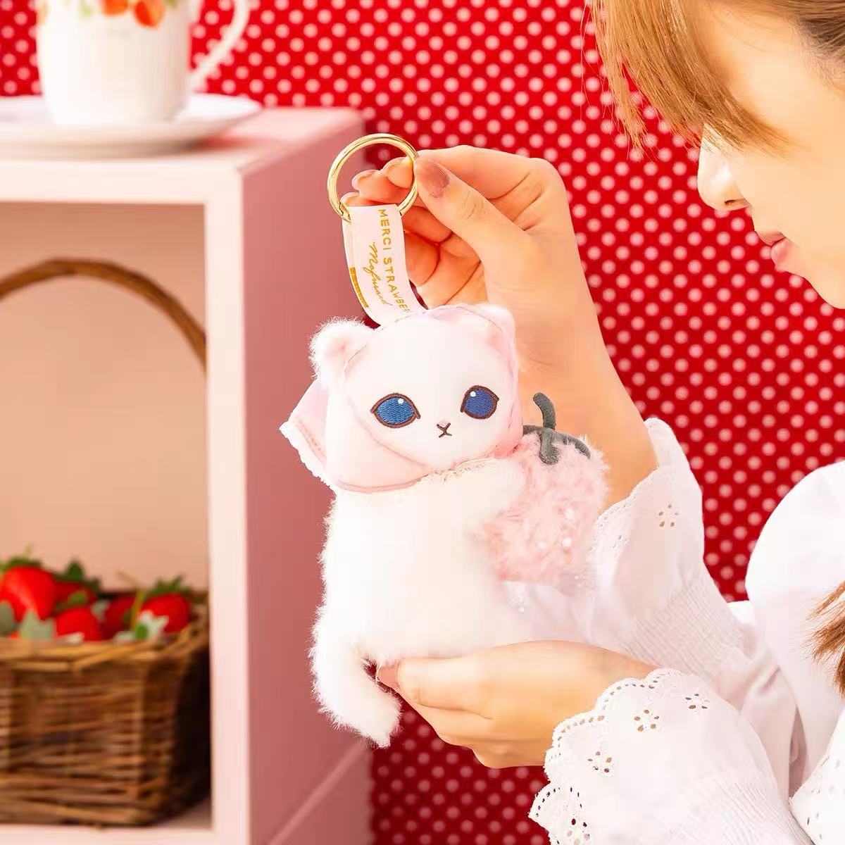 Mofusand｜Merci Strawberry Fruit Cat Mascot Holder /Plush Keychain｜170×130×90mm approx.
