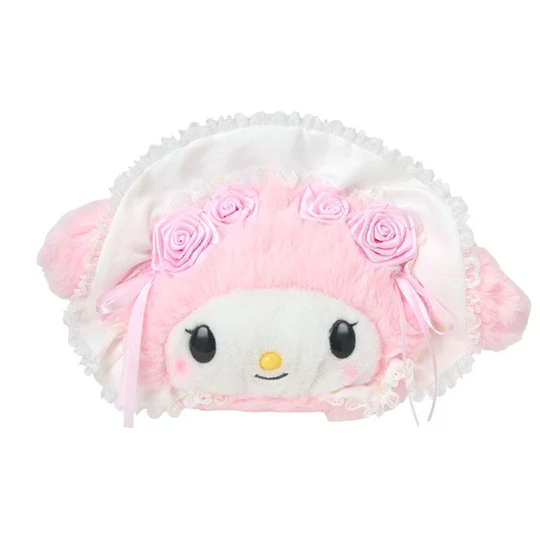 Sanrio｜White Frill Design Face-shaped Pouch｜24×8×15cm approx.