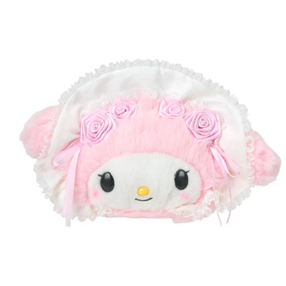 Sanrio｜White Frill Design Face-shaped Pouch｜24×8×15cm approx.