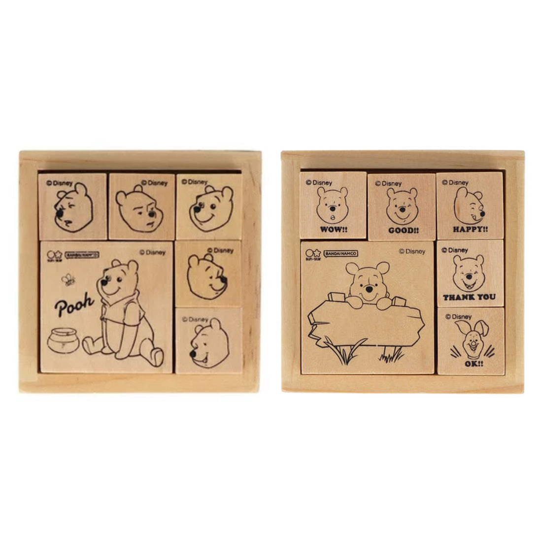 Disney迪士尼｜Winnie the Pooh维尼熊噗噗木制邮票印章套装第8版｜約70mm x 70mm x 30mm