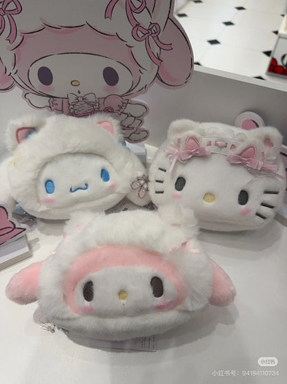 Sanrio｜White Cat Ballerina Face Shaped Pouch｜W14 x D6 x H10cm approx.