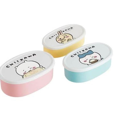 chiikawa｜抗菌耐热三合一饭盒/便当盒/洗碗机/微波炉可用/3个大中小可叠起收纳｜860ml/400ml?280ml?180ml