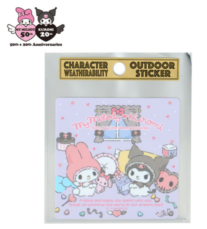 Sanrio｜Outdoor Sticker - My Melody 50th Anniversary &amp; Kuromi 20th Anniversary Angel｜9.2×0.1×9.2cm approx.