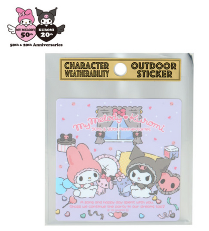 Sanrio｜Outdoor Sticker - My Melody 50th Anniversary &amp; Kuromi 20th Anniversary Angel｜9.2×0.1×9.2cm approx.