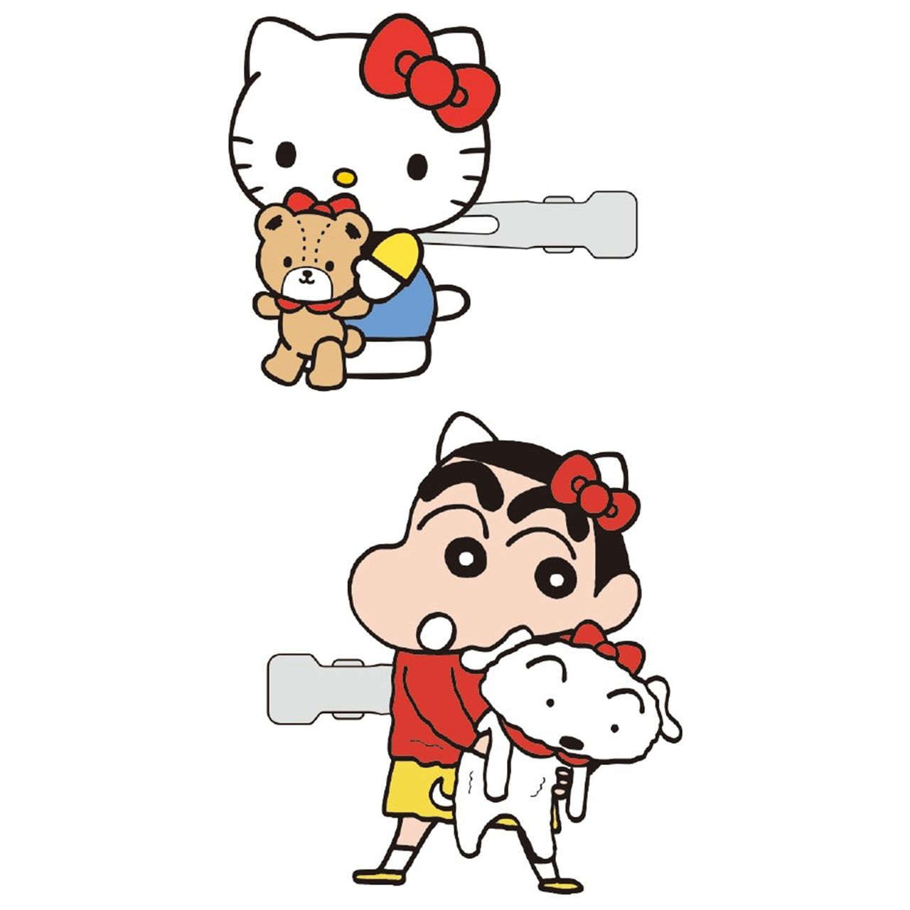 Sanrio三丽鸥｜Shinchan Hello Kitty Bangs Clip蜡笔小新和Hello Kitty刘海发夹｜2枚入