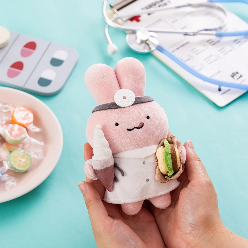 Sanrio｜White Tiger and Black Tiger Prawn Character doctor rabbit Mascot Holder /Plush Keychain｜H155×W140×D75mm approx.