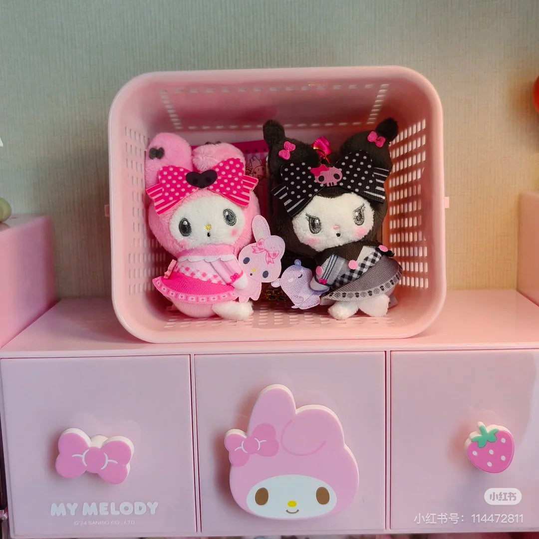 Sanrio｜My Melody 50th &amp; Kuromi 20th Anniversary Fruits Apple Pink Mascot Holder /Plush Keychain｜20cm approx.