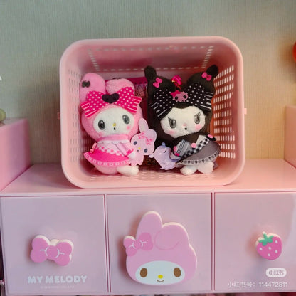 Sanrio｜My Melody 50th &amp; Kuromi 20th Anniversary Fruits Apple Pink Mascot Holder /Plush Keychain｜20cm approx.