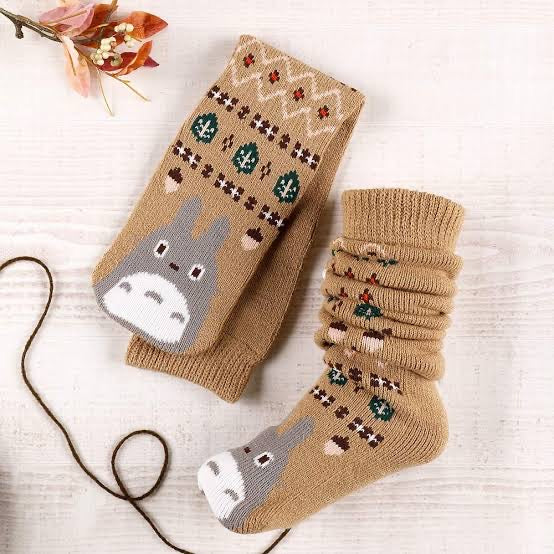 My neighbor totoro｜宫崎骏动画龙猫毛线中筒保暖袜/可向下叠穿｜适合22-26cm脚/全长60cm