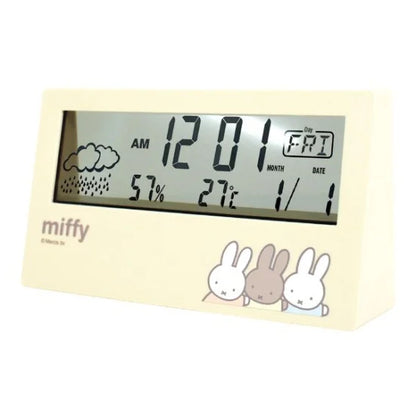Miffy米菲｜多功能一体式床头桌面钟/闹钟/日历/温度/计时｜约7cm×13cm×3cm