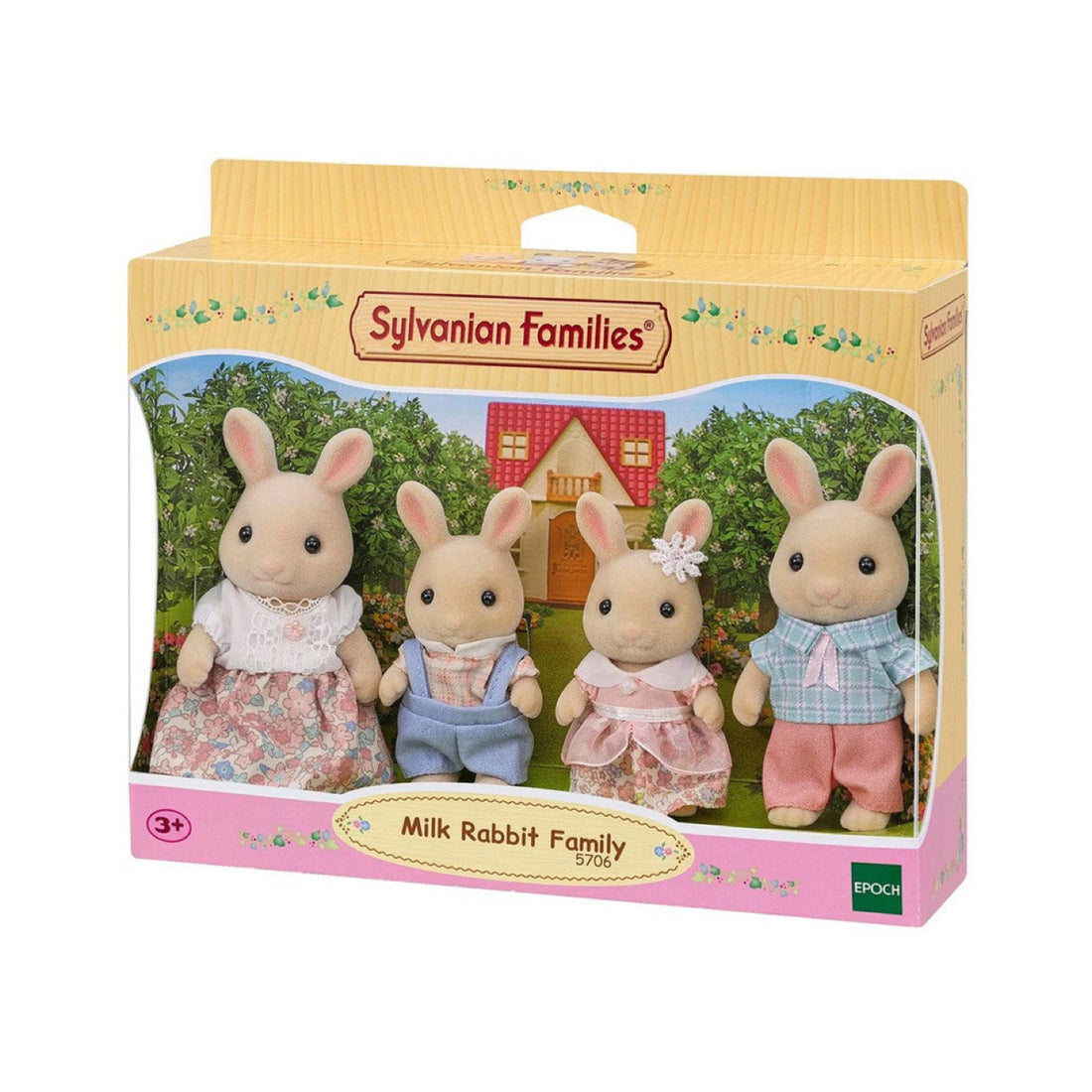 SylvanianFamilies森贝儿家族｜Milk Rabbit Family牛奶兔一家四口植绒站宝套组/玩具/过家家5706