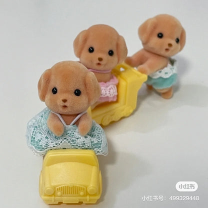 SylvanianFamilies森贝儿家族｜Toy Poodle Twins贵宾犬双胞胎宝宝推车套组/玩具/过家家5425