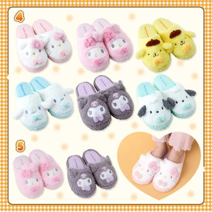 Sanrio三丽鸥｜ Face-Shaped Slippers 可爱角色软乎乎毛绒拖鞋/家居鞋｜约28.3 x 26.4 x 10.6cm