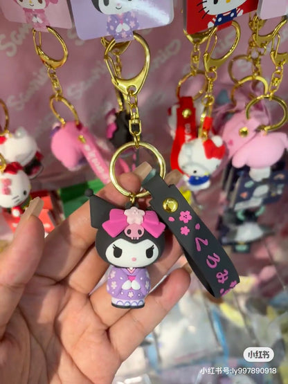 Sanrio三丽鸥｜Keycharm Kimono和服系列超有质感硅胶可爱角色钥匙扣挂件/包挂｜约3.7 x 7.2 x 7.5cm