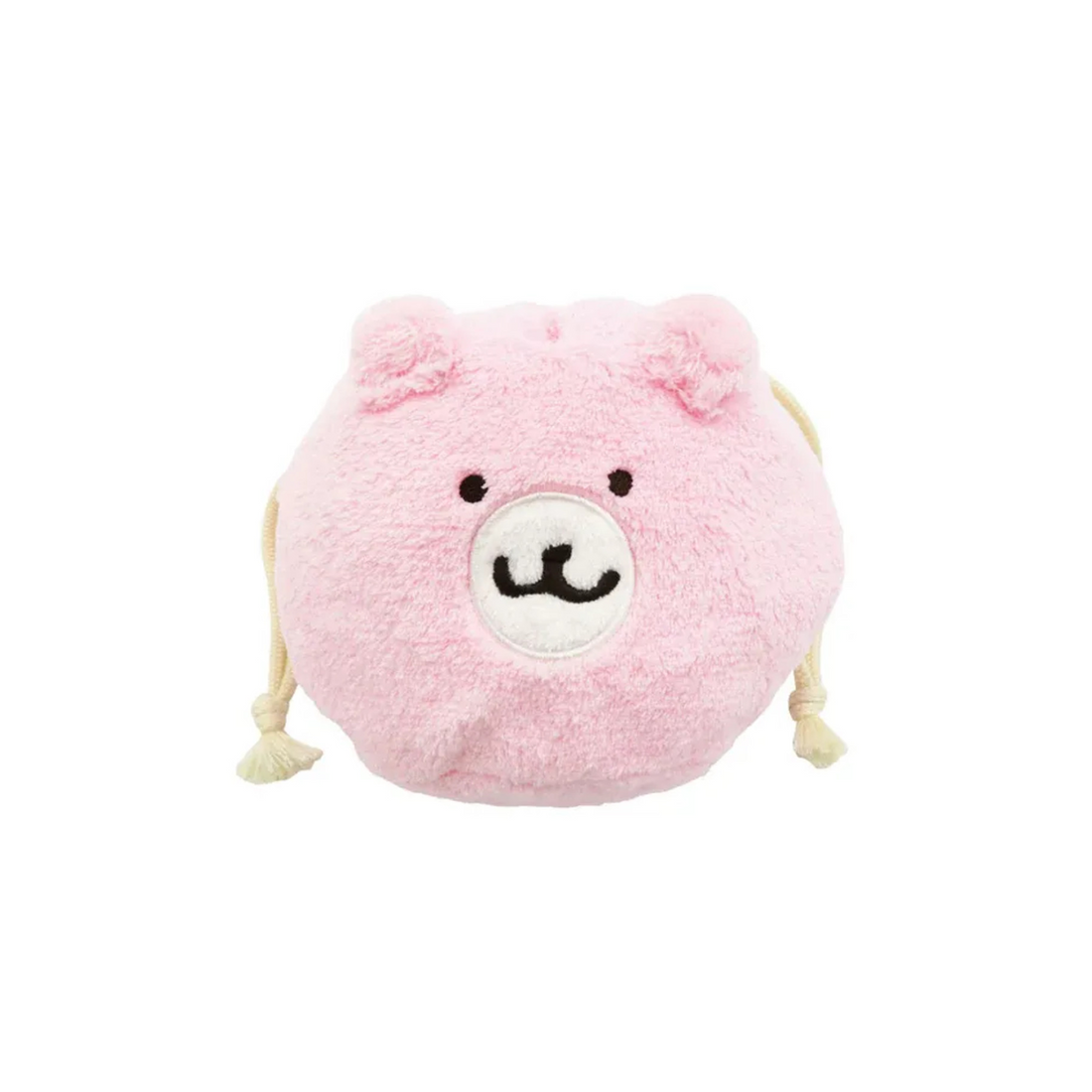 chiikawa吉伊卡哇｜Marimocraft Chiikawa Face Bag Kuma-san Pochett粉色脸型抽绳毛绒收纳包/巾着｜约 H160 x W160 x D10mm