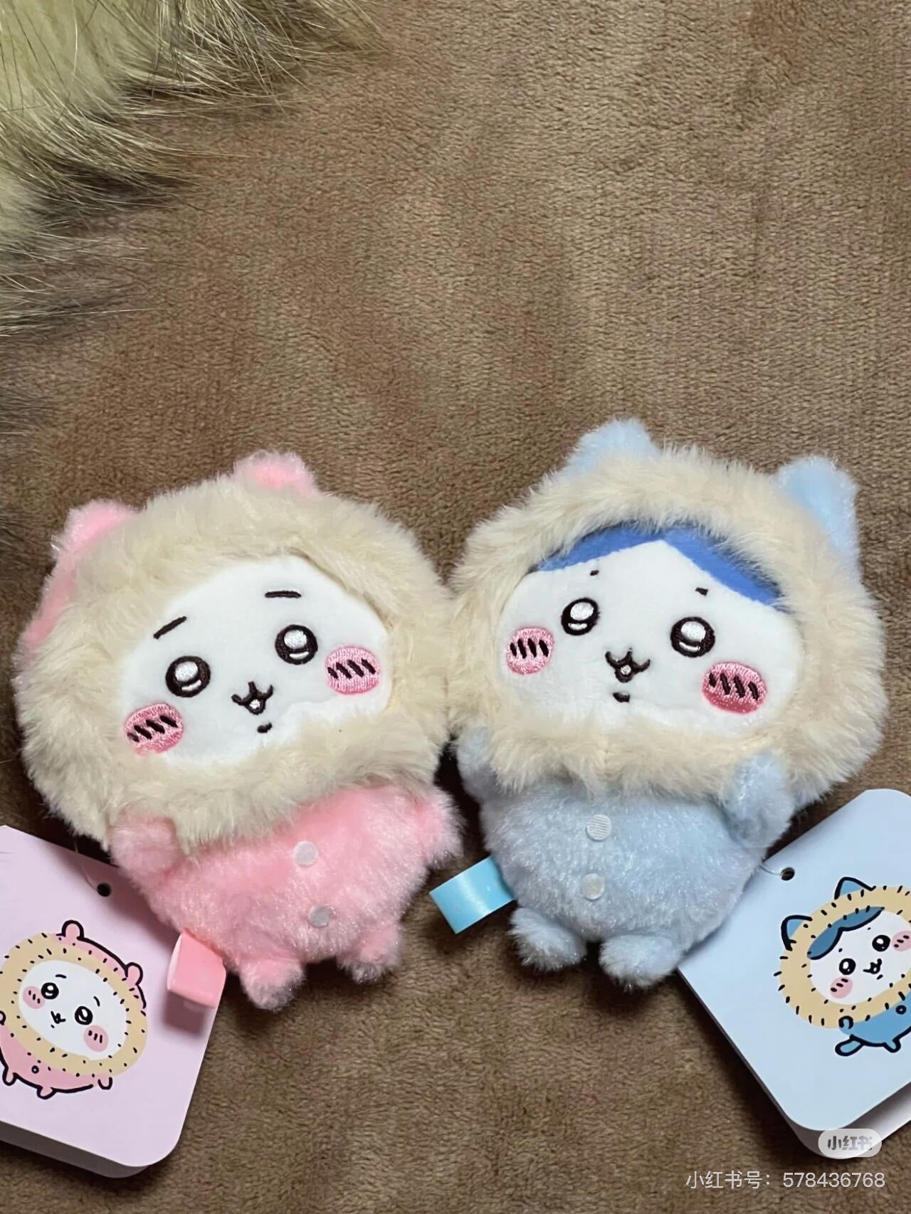 Chiikawa 吉伊卡哇｜Hossa Fussa pajamasMascot毛茸茸冬日睡衣可爱角色毛绒玩偶挂件/包挂｜约H115×W90×D45mm