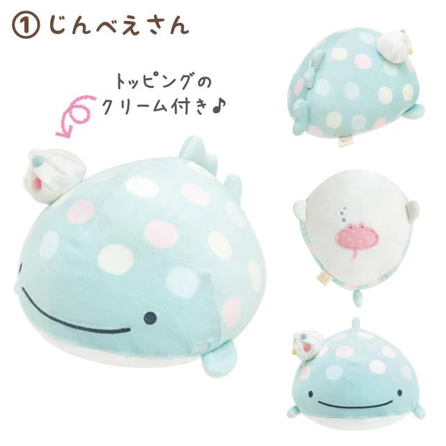 Jinbesan鲸鱼｜可爱笑脸大嘴mochi鲸鱼玩偶/公仔｜约H110 x W140 x D175mm