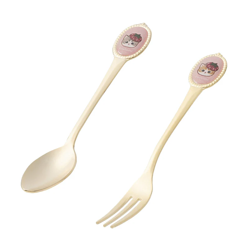 Mofusand｜Merci Strawberry Teaspoon &amp; Fork Set｜H120 x W23mm approx.