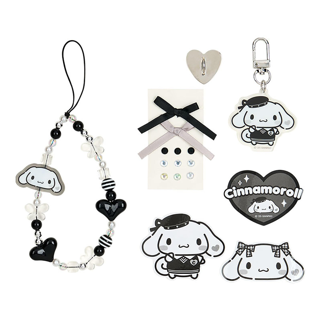 Sanrio三丽鸥｜Charm Decoration Set Monotone黑白印象系列手机吊饰装饰DIY套装｜约 5.5×1×12cm