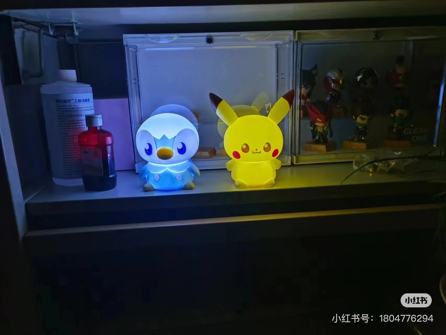 Pikachu皮卡丘｜Takara Tomy Pokemon-Pokepeace Puni Kyun Light - Piplup 宝可梦软软捏捏多段变光波加曼小夜灯｜约15 x 15 x 10cm