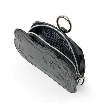 Sanrio三丽鸥｜ Face-shaped Pouch Monotone黑白印象千鸟格系列可爱角色爱心拉链脸型皮质感零钱包挂件/包挂/里面也有可爱图案｜约14.5×4×12.7cm