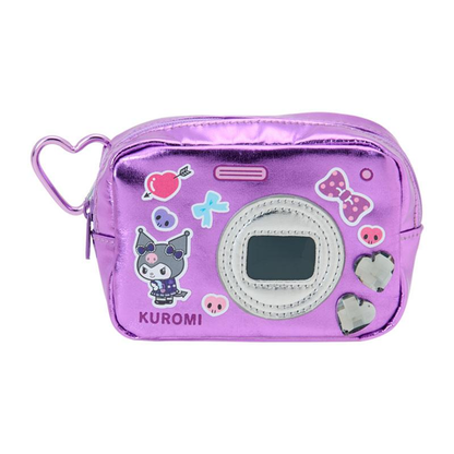 Sanrio｜Academy Sparkling Journey Camera-Style Metallic Pouch with Carabiner｜9.5×6.5cm approx.