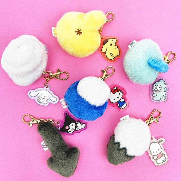 Sanrio｜Acrylic Attached Tail Charm Mascot Holder /Plush Keychain｜8cm x 6cm x 0.5cm approx.