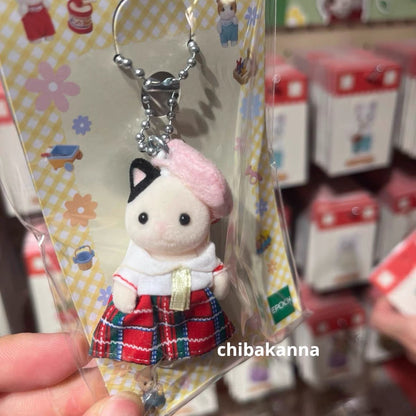 【limit 1】SylvanianFamilies｜Charcoal Cat Key Chain Sailor-style Uniform Calico Critters